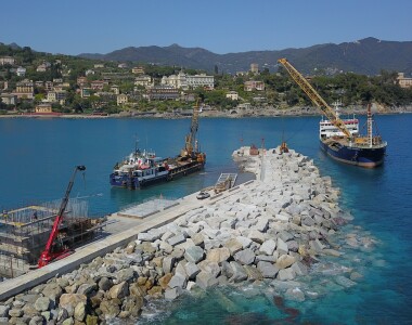 Breakwater pier restore intervention of Santa Margherita ligure Port