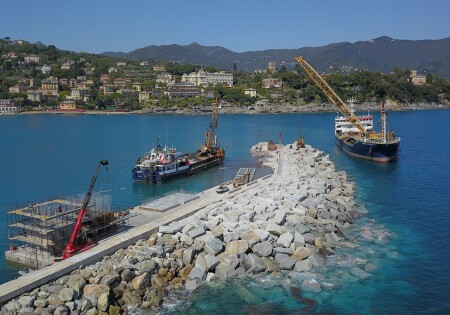 Breakwater pier restore intervention of Santa Margherita ligure Port